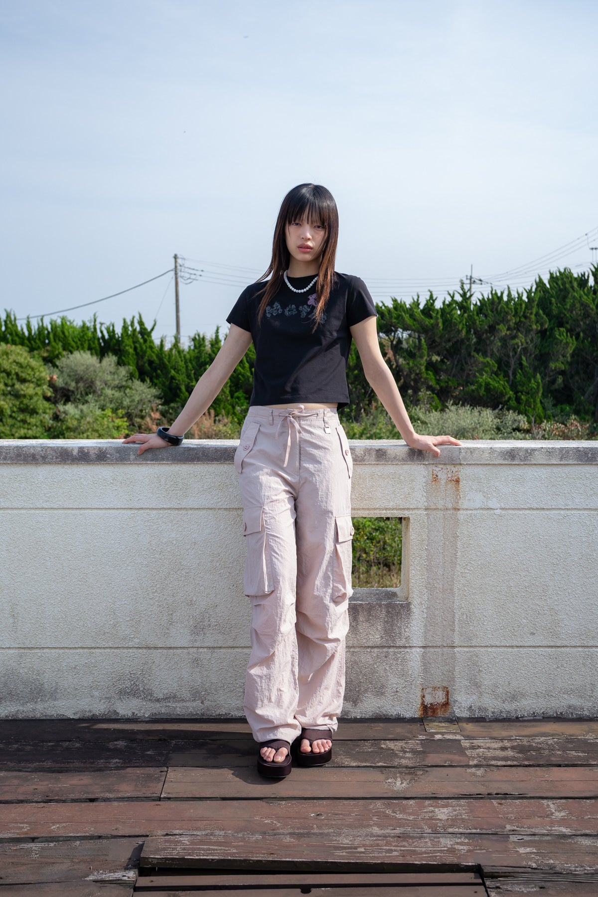 Matin Kim - String Nylon Cargo Pants (Light Pink) product image 7 | TRAB K-Fashion Australia
