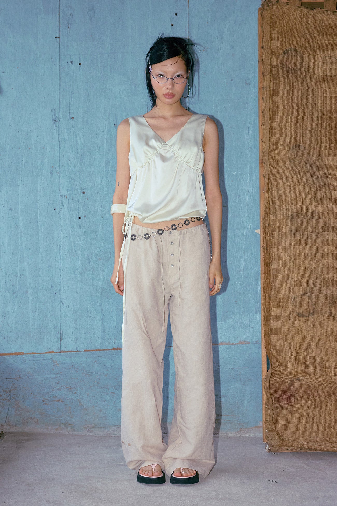 Deinet - Side Button Wide Pants (Beige) product image 1 | TRAB K-Fashion Australia