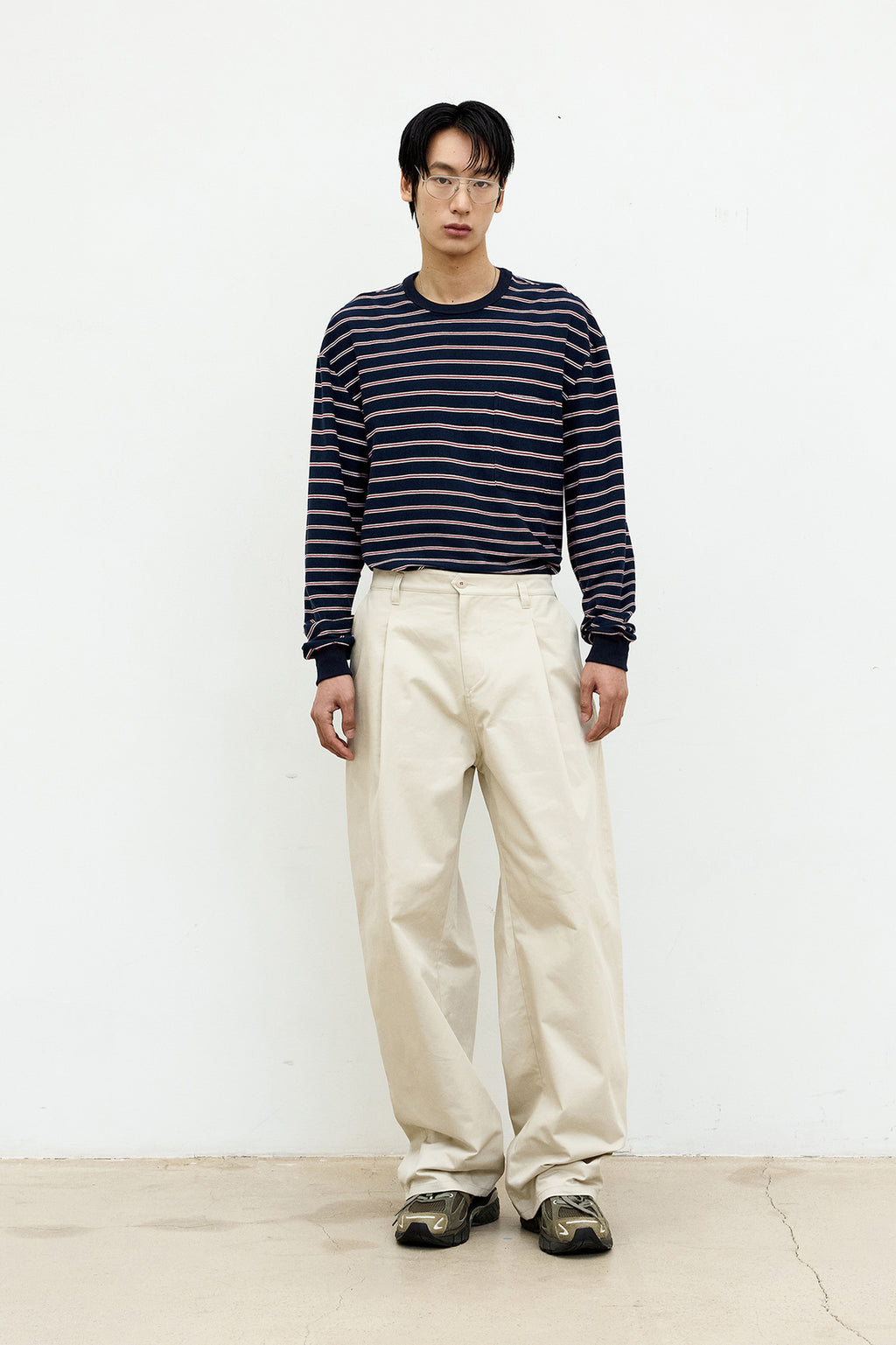 Coor - Pocket Point Multi-Pin Stripe Long Sleeve (Dark Navy) product image 2 | TRAB K-Fashion Australia