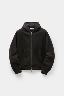Coor - Washed Raglan Hoodie Sweat Zip Up (Washed Black) product image 1 | TRAB K-Fashion Australia