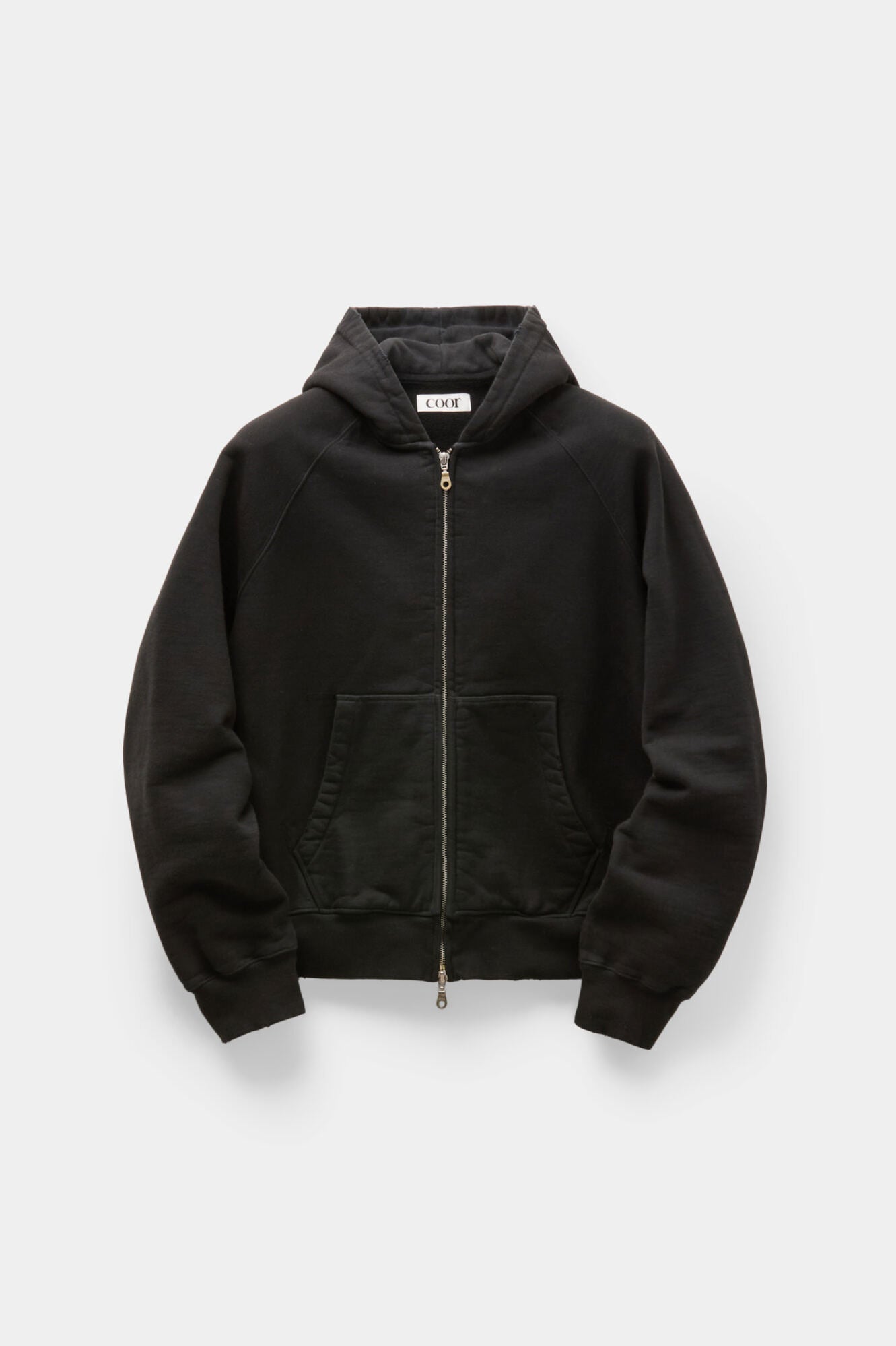 Coor - Washed Raglan Hoodie Sweat Zip Up (Washed Black) product image 1 | TRAB K-Fashion Australia