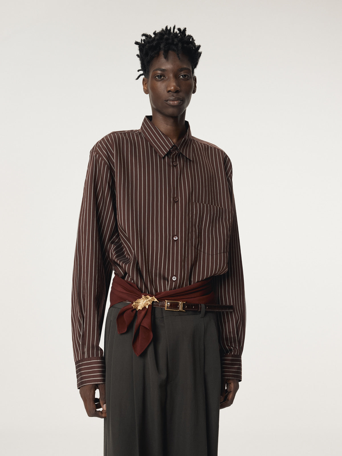 Recto - Lea Stripe Shirt (Red Brown) product image 5 | TRAB K-Fashion Australia