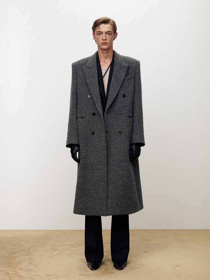 Tonywack - Textured Wool And Alpaca Double-Breasted Coat (Grey) product image 2 | TRAB K-Fashion Australia