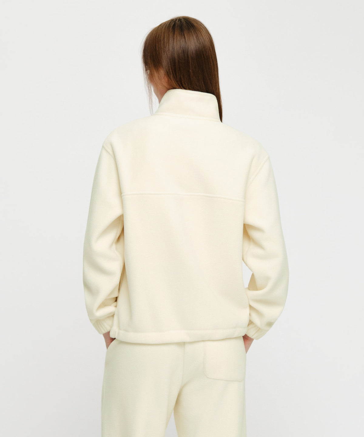 Marithe & Francois Girbaud - Small Classic Logo Fleece Anorak (Ivory) product image 3 | TRAB K-Fashion Australia