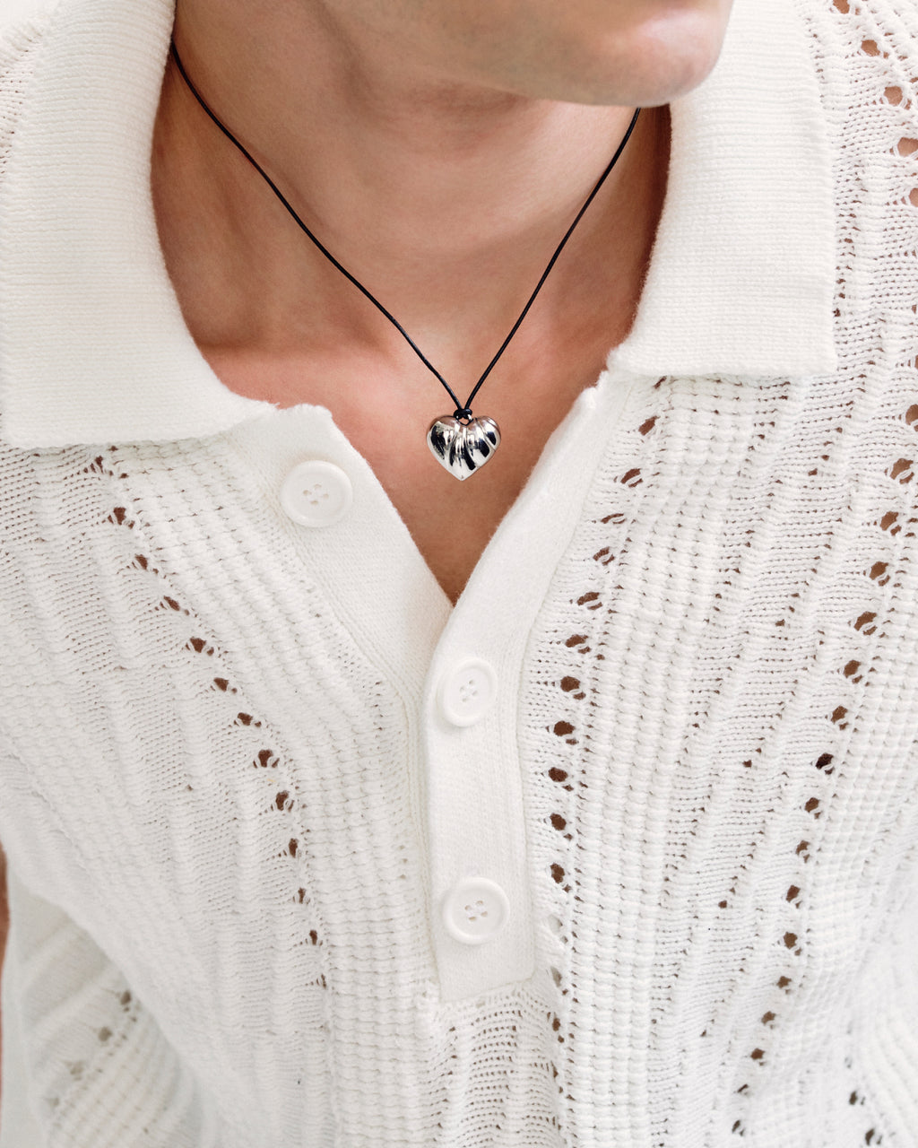 Numbering - Wavy Heart Leather Cord Necklace #5766 product image 3 | TRAB K-Fashion Australia