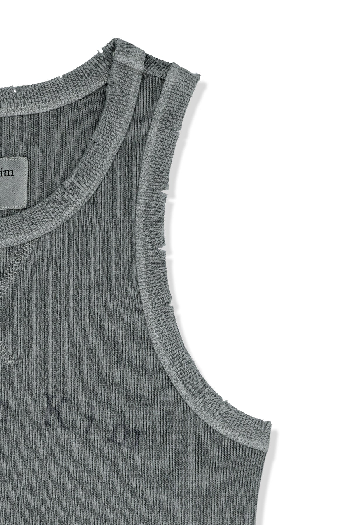 Matin Kim - Distressed Sleeveless Logo Top (Light Grey) product image 4 | TRAB K-Fashion Australia