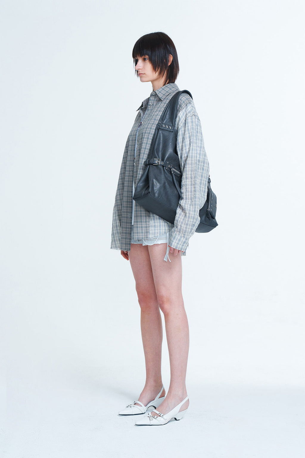 Deinet - Checkered Point Overfit Shirt (Sky Blue) product image 2 | TRAB K-Fashion Australia