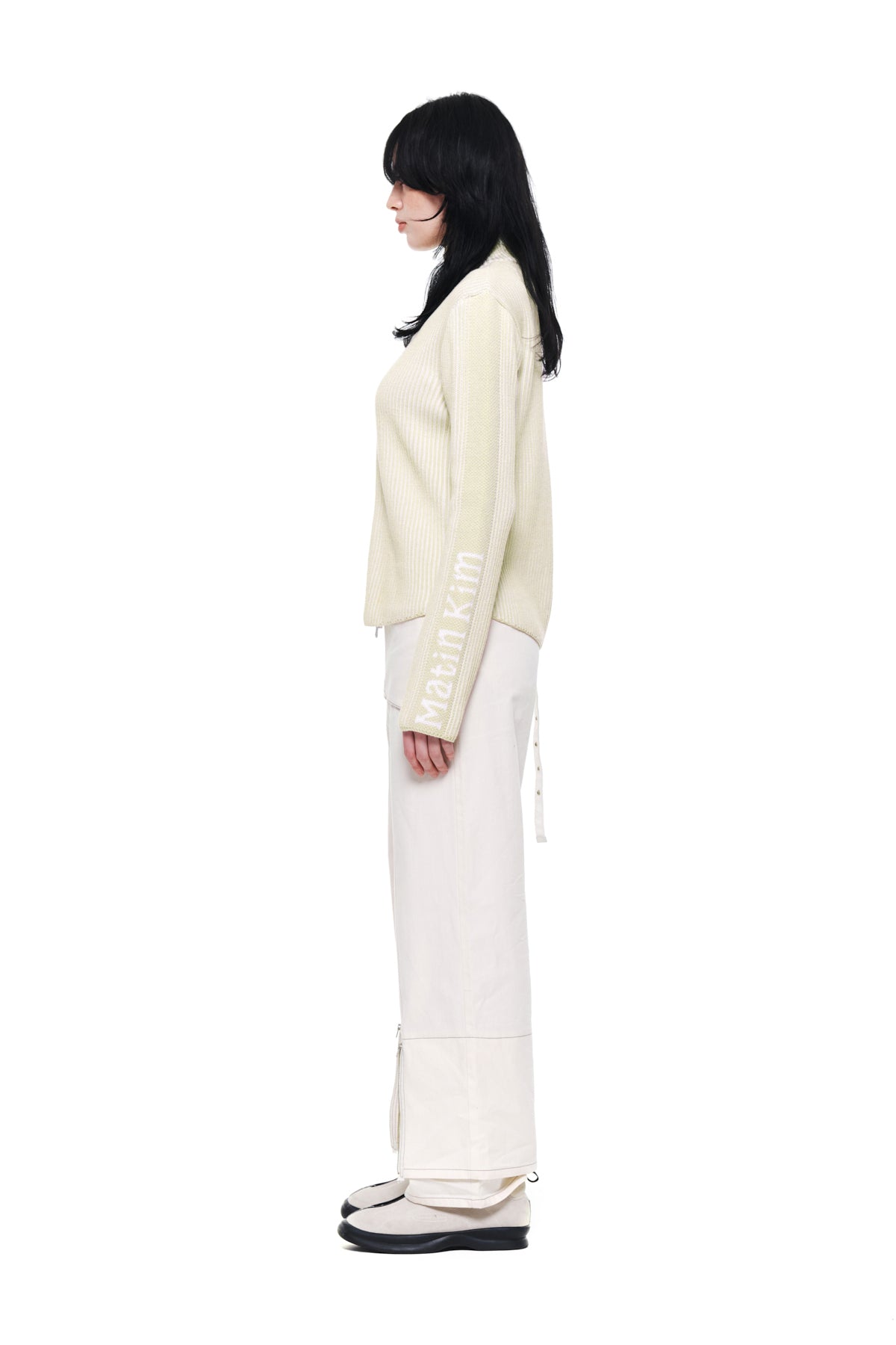 Matin Kim - Sleeve Point Zip Up Cardigan (Ivory) product image 6 | TRAB K-Fashion Australia