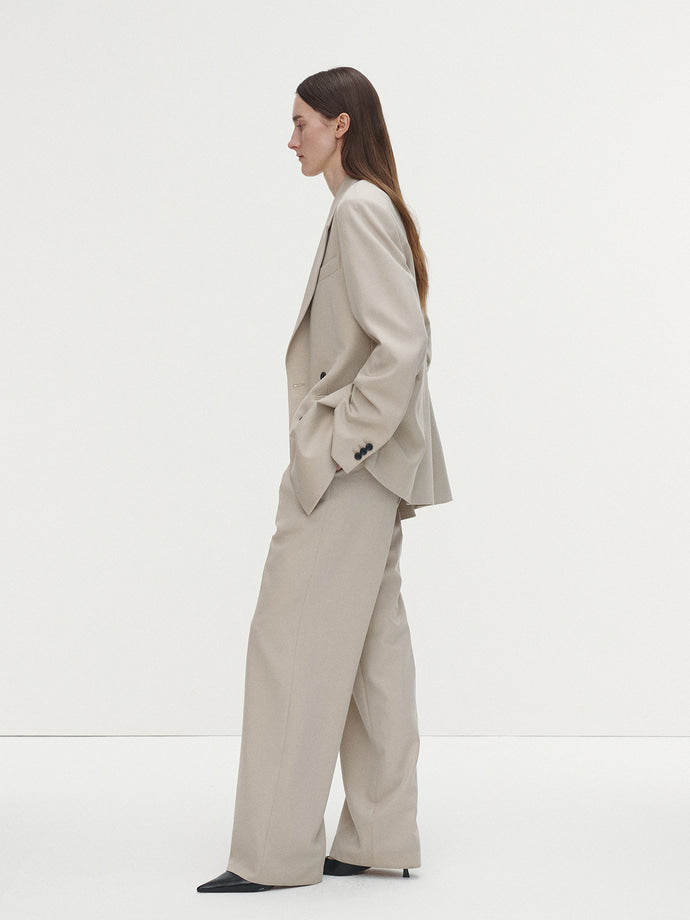 Tonywack - Wool Twill Pleated Tailored Trousers (Ivory) product image 3 | TRAB K-Fashion Australia