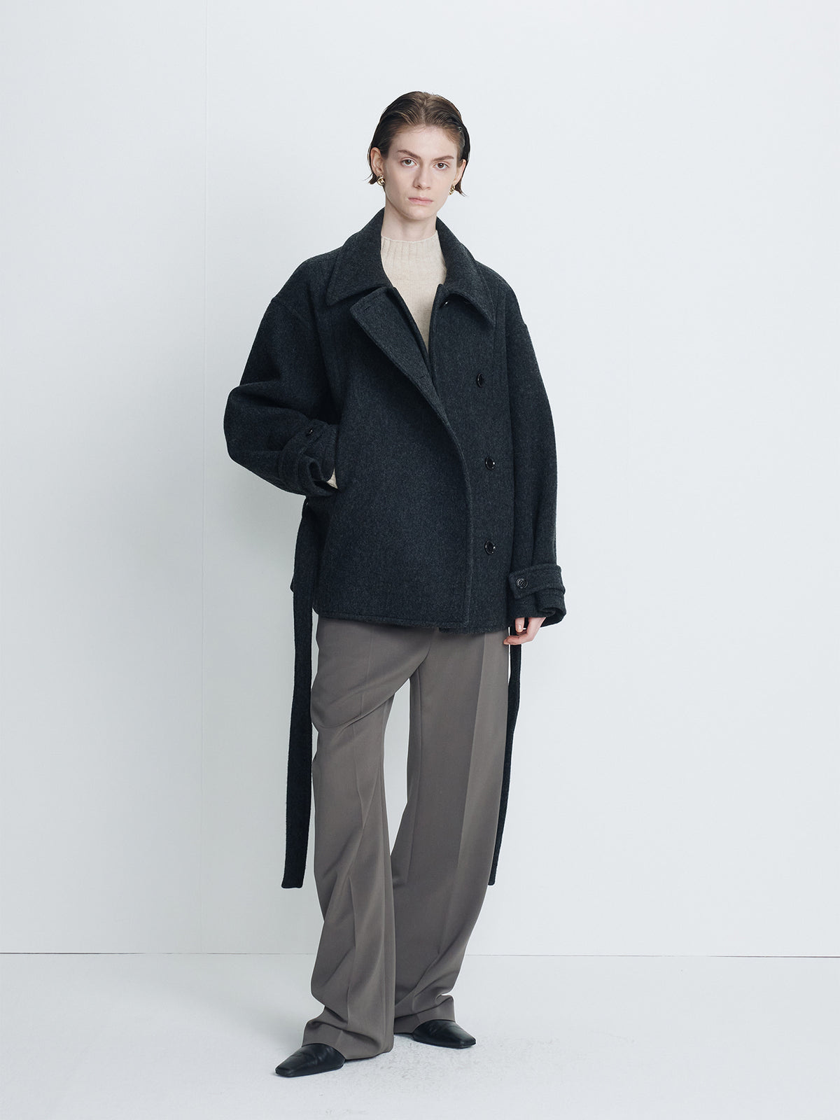 Tonywack - Wool Asymmetrical Short Coat (Anthracite) product image 4 | TRAB K-Fashion Australia