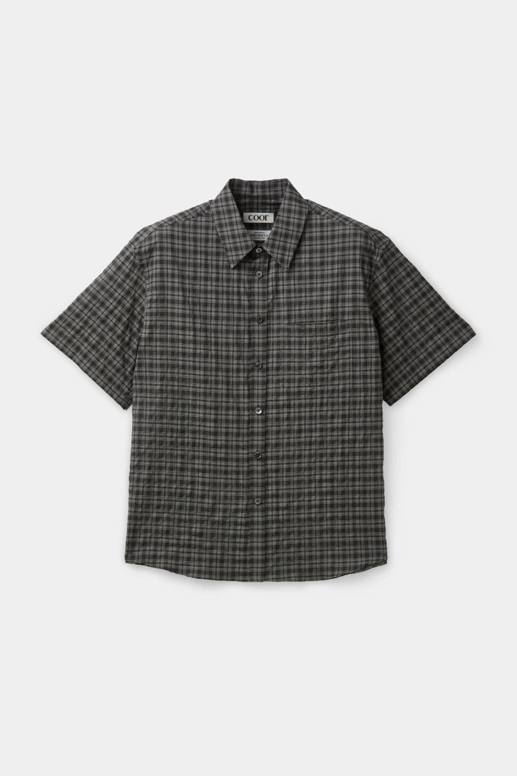 Coor - Alternative Wrinkle Check Half Shirt (Washed Black) product image 1 | TRAB K-Fashion Australia