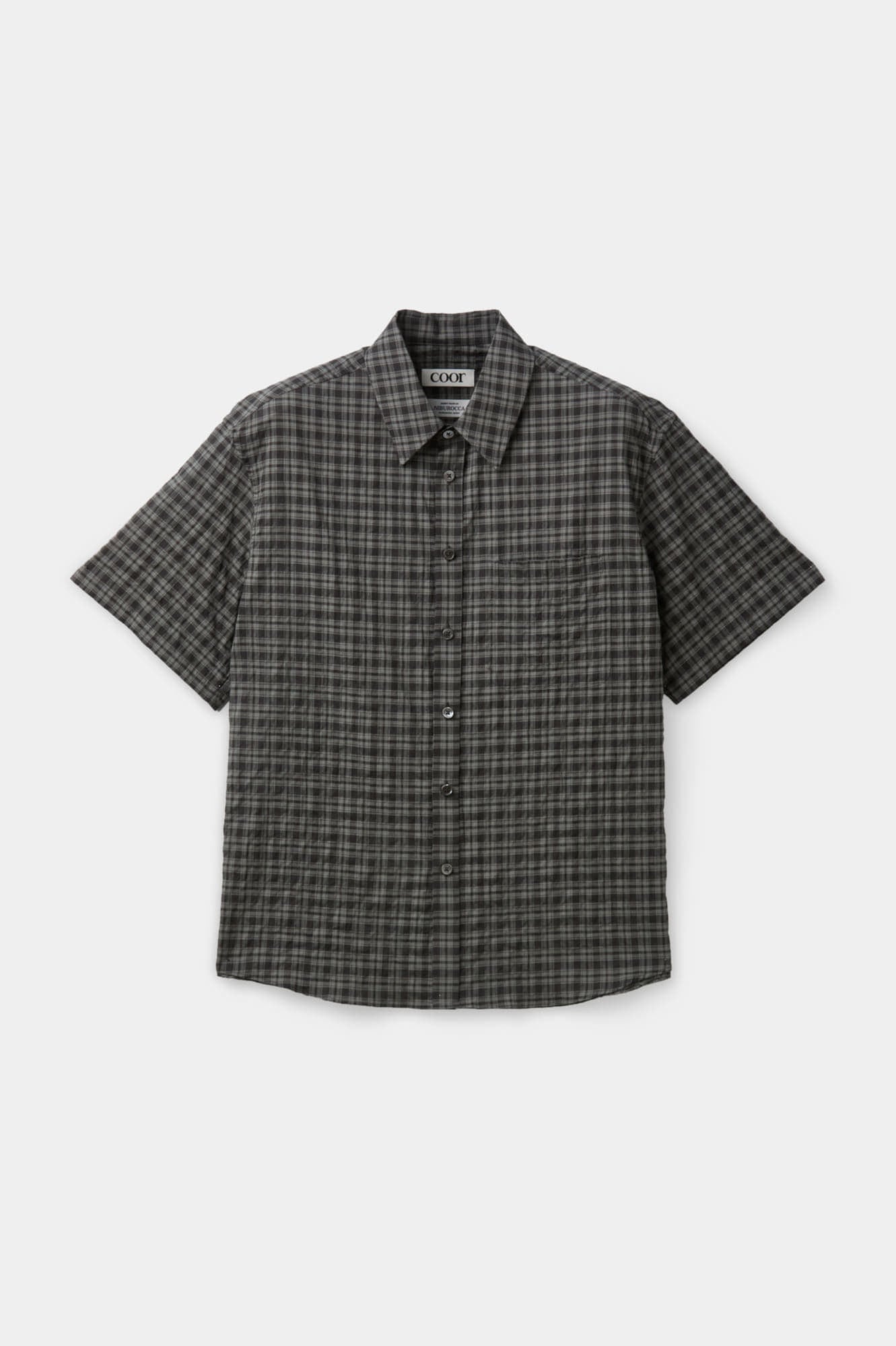 Coor - Alternative Wrinkle Check Half Shirt (Washed Black) product image 1 | TRAB K-Fashion Australia