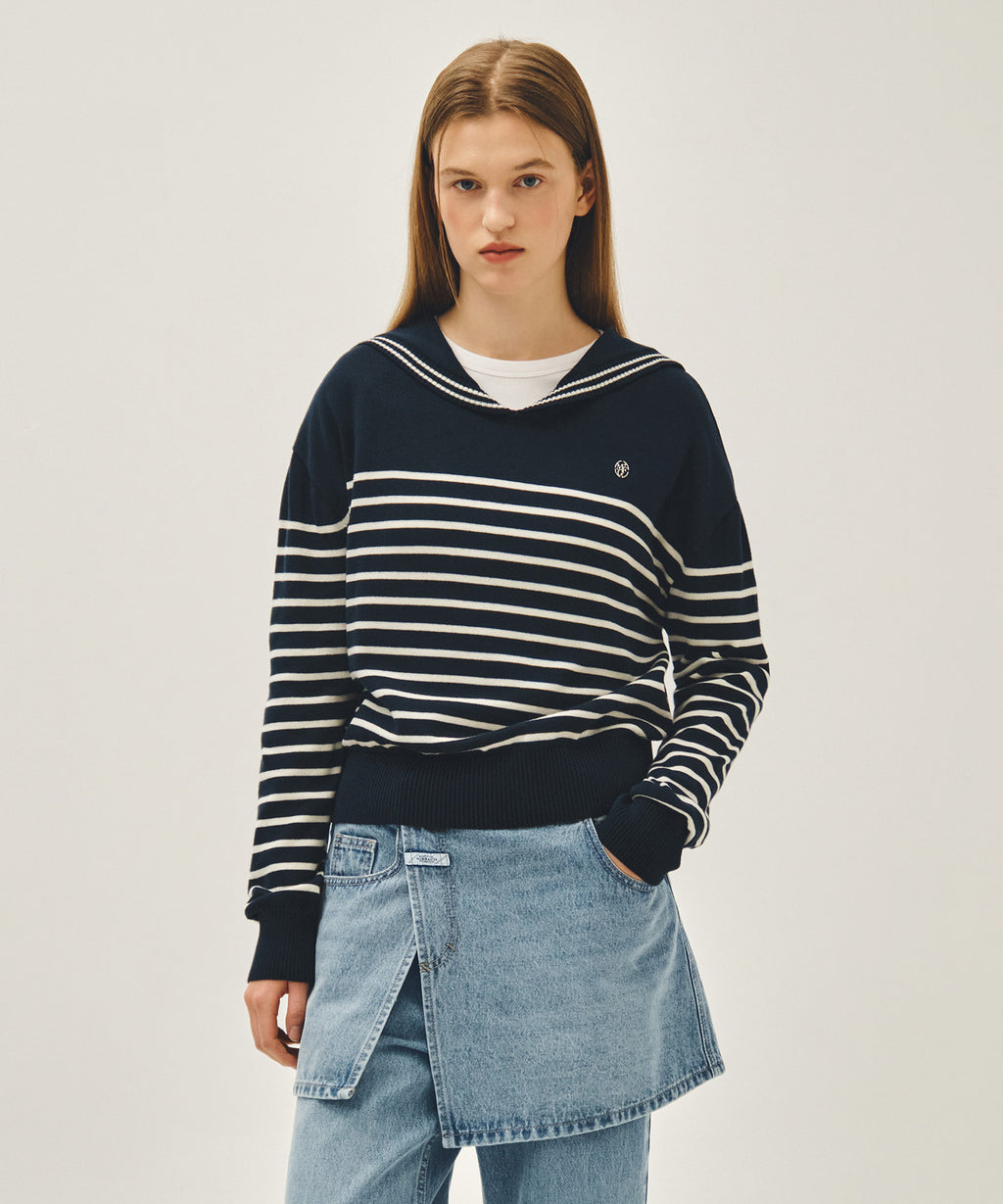 Marithe & Francois Girbaud - Sailor Knit Pullover (Navy) product image 1 | TRAB K-Fashion Australia