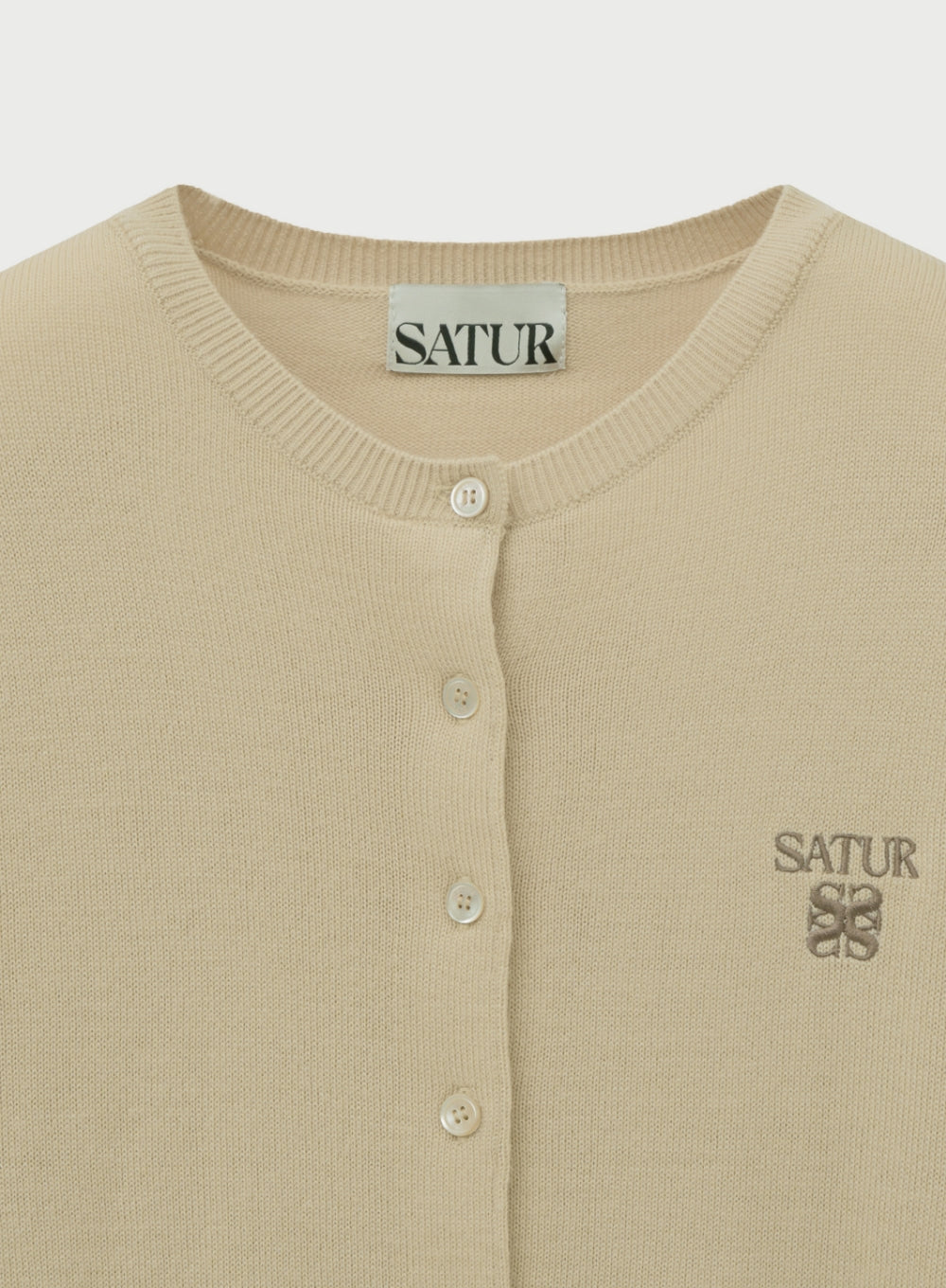 Satur - (W) Loren Basic Crewneck Fine Cardigan (Beige) product image 3 | TRAB K-Fashion Australia