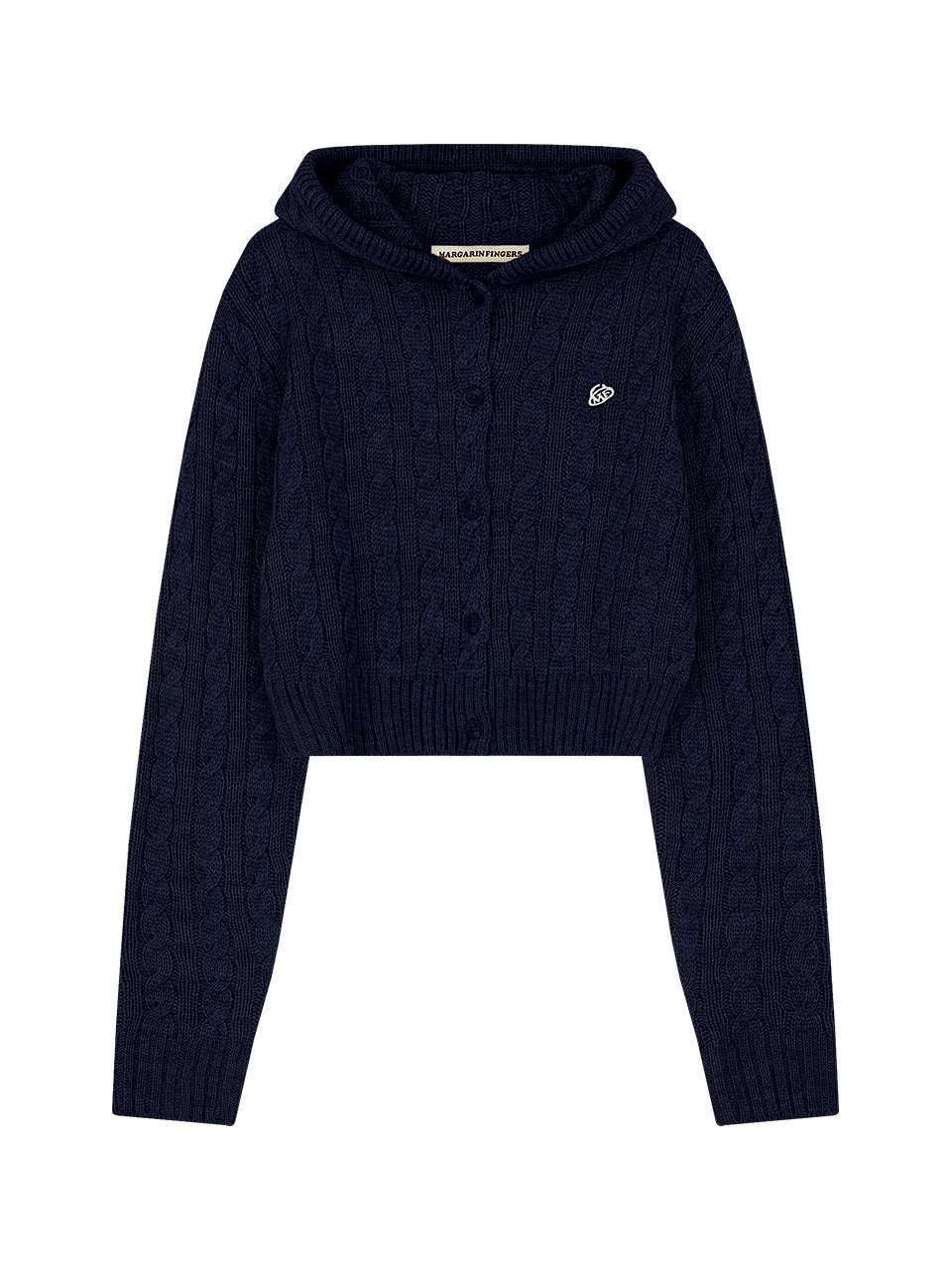 Margarin Fingers - Hoody Cable-Knit Cardigan (Navy) product image 2 | TRAB K-Fashion Australia