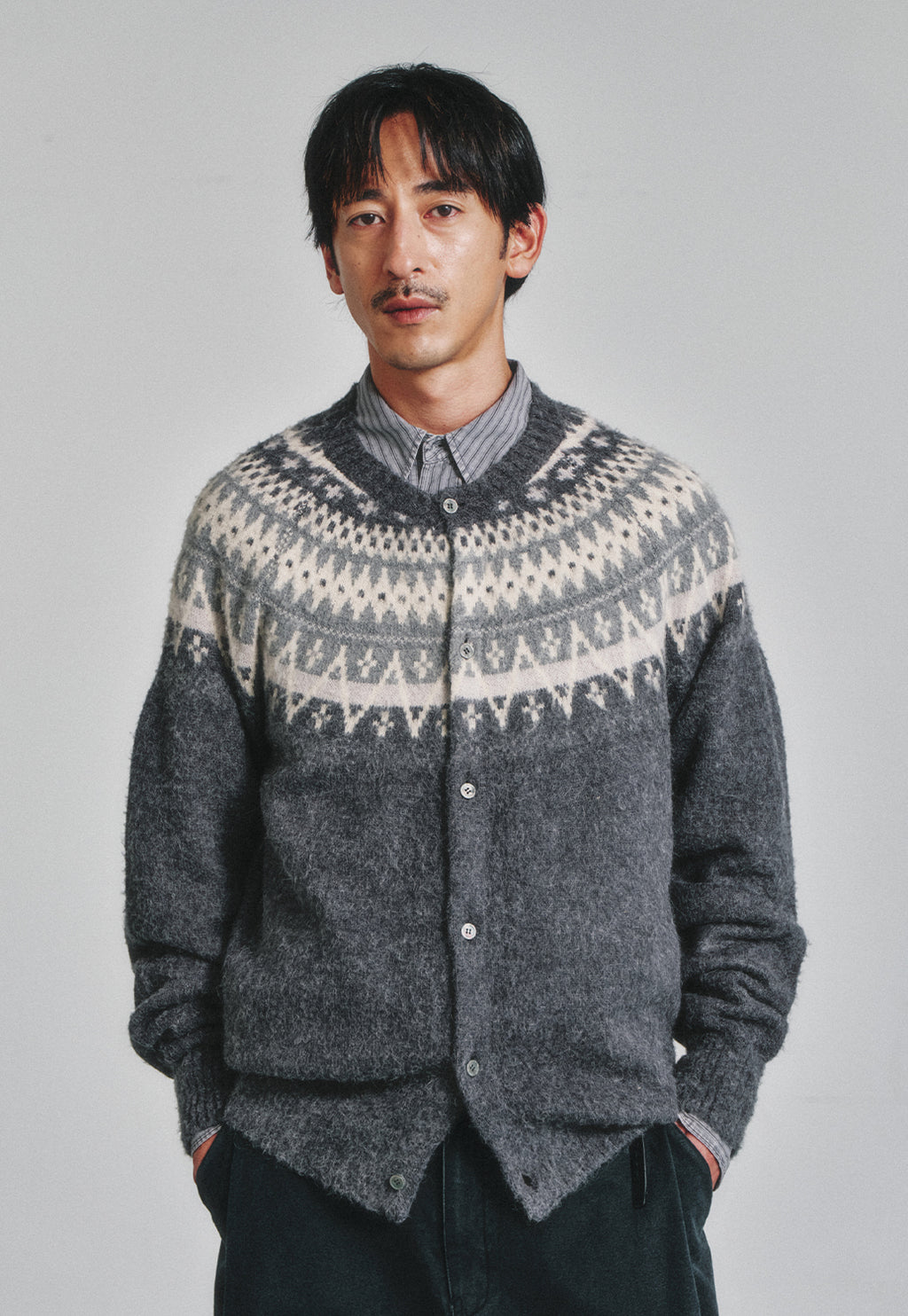 Art if acts - Fair Isle Mohair Cardigan (Grey) product image 4 | TRAB K-Fashion Australia