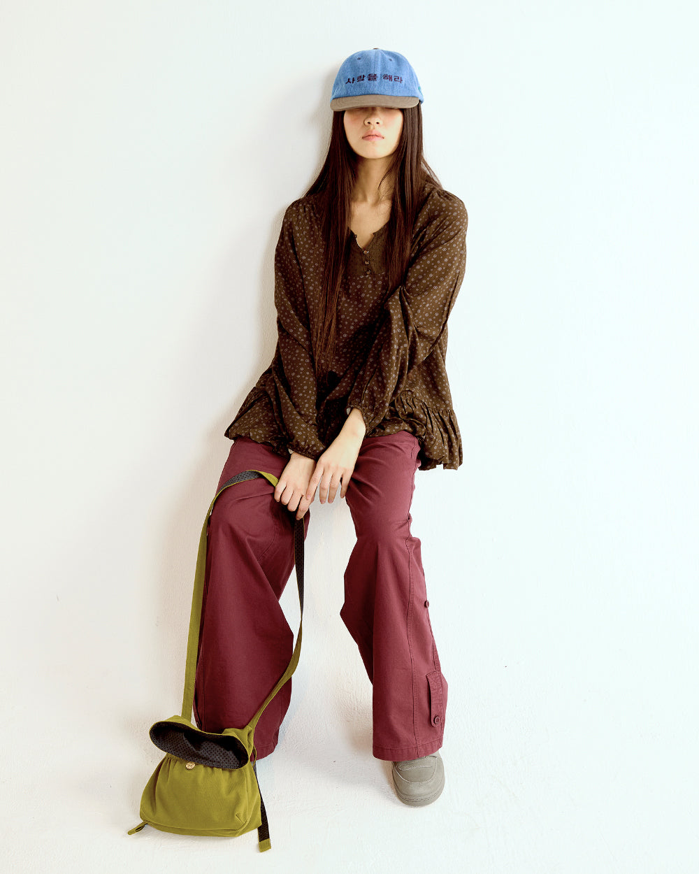Coyseio - Washed Button Tab Pants (Wine) product image 3 | TRAB K-Fashion Australia