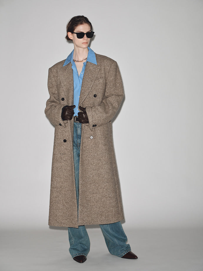 Tonywack - Textured Wool And Alpaca Double-Breasted Coat (Beige) product image 8 | TRAB K-Fashion Australia