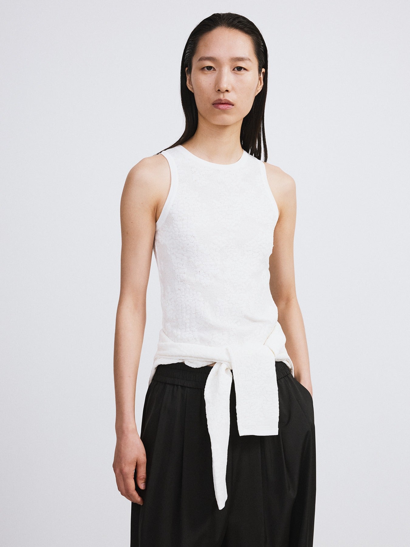 Recto - Lace Jacquard Knit Tank Top (Bean Ivory) product image 1 | TRAB K-Fashion Australia