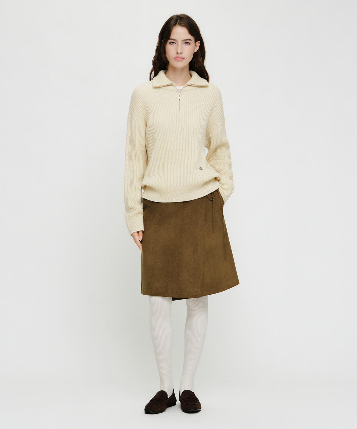 Marithe & Francois Girbaud - Cable Point Half Zip-up Knit (Ivory) product image 5 | TRAB K-Fashion Australia