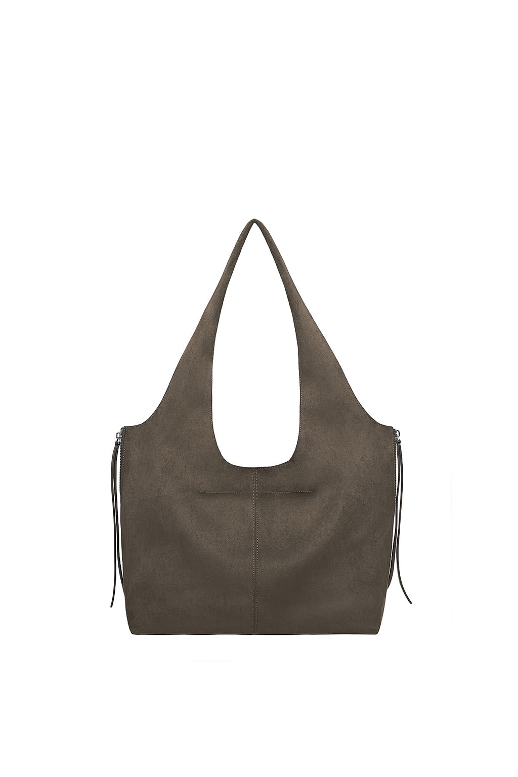 Matin Kim - Side Zip Suede Shoulder Bag (Charcoal) product image 2 | TRAB K-Fashion Australia