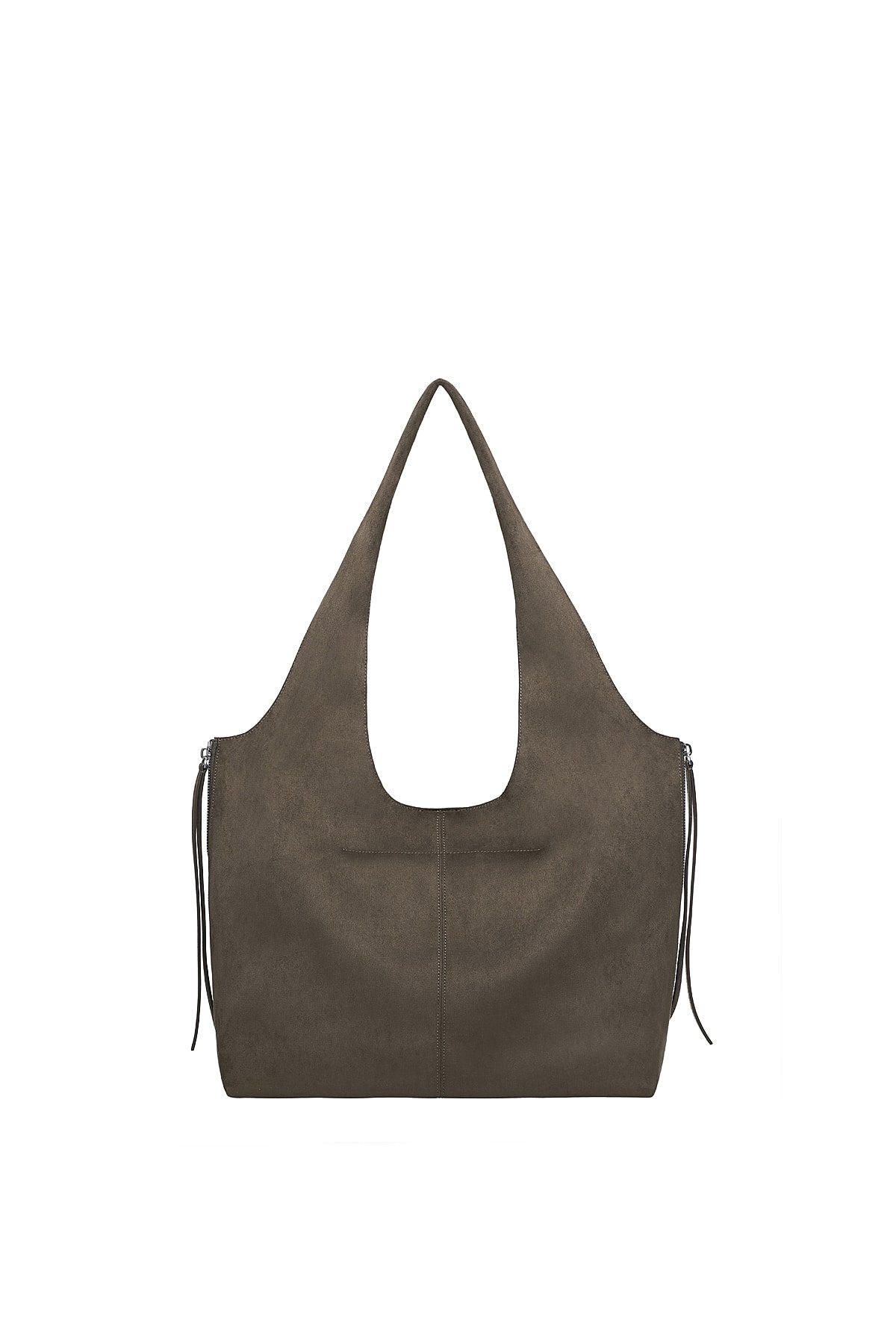 Matin Kim - Side Zip Suede Shoulder Bag (Charcoal) product image 2 | TRAB K-Fashion Australia