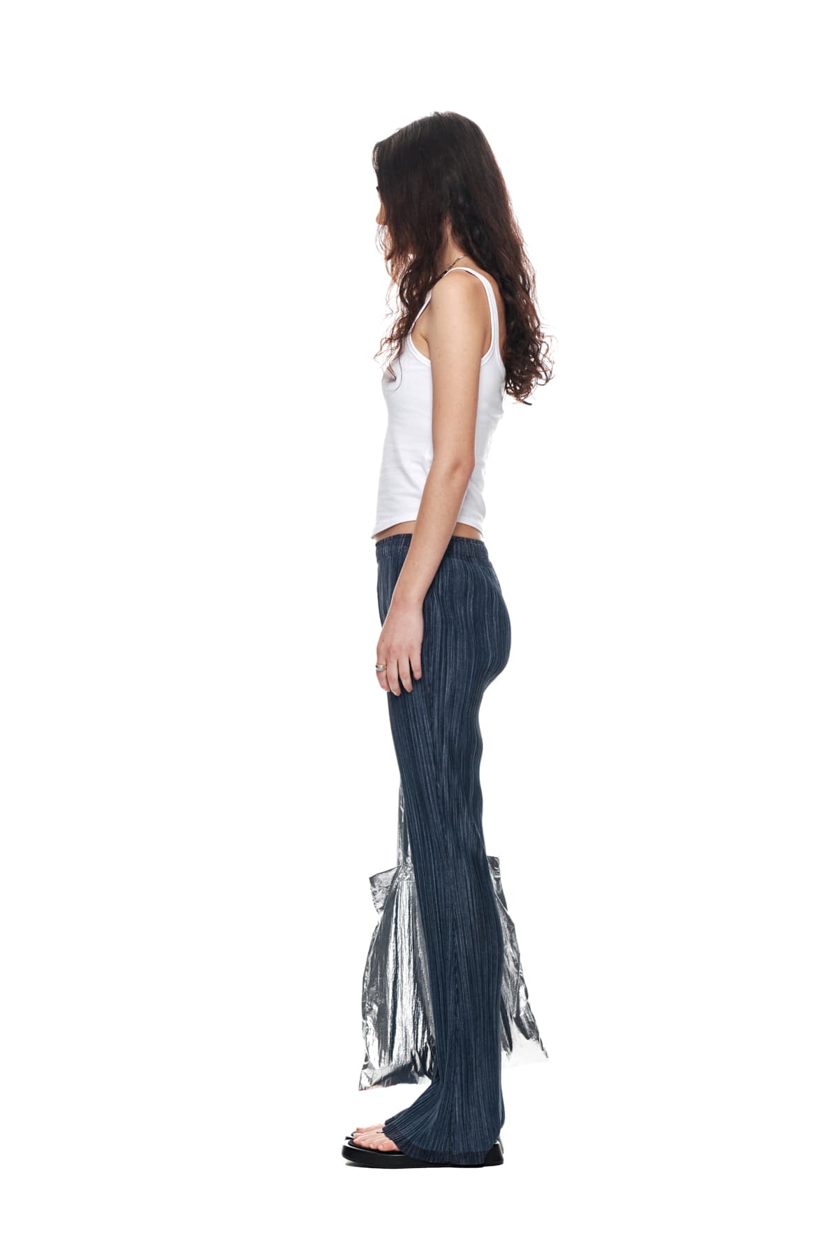 Matin Kim - Pleats Stitch Layered Pants (Navy) product image 6 | TRAB K-Fashion Australia