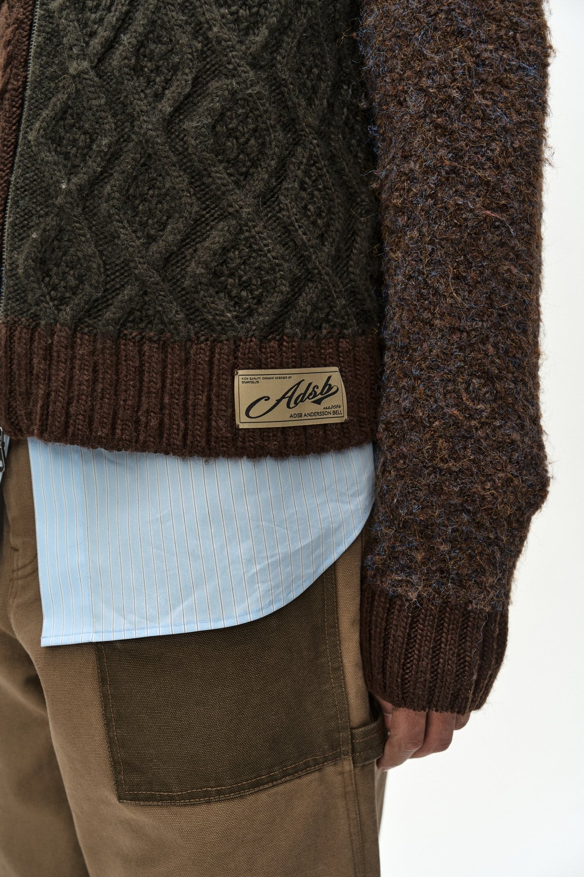 Andersson Bell - Patchwork Zip-Up Sweater (Brown/Khaki) product image 8 | TRAB K-Fashion Australia