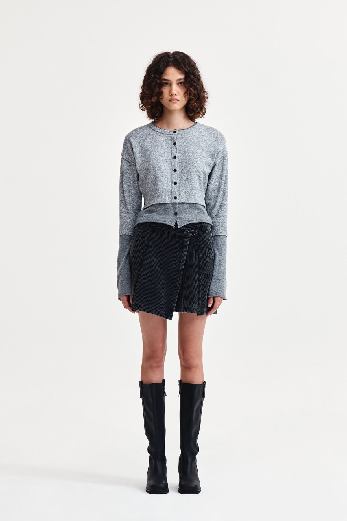 Matin Kim - Washed Corduroy Wrap Skirt (Black) product image 10 | TRAB K-Fashion Australia