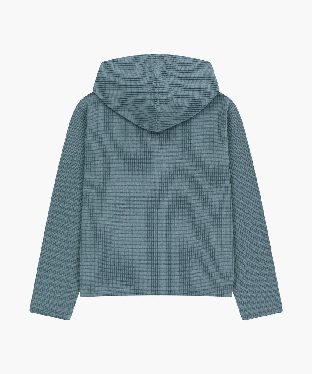 Marithe & Francois Girbaud - Grid Fleece Hoodie Zipup (Ash Blue) product image 2 | TRAB K-Fashion Australia
