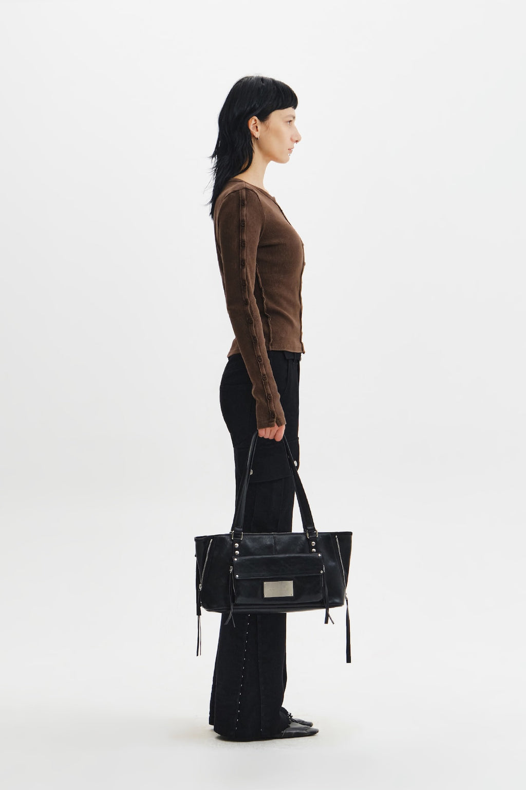 Matin Kim - Flap Pocket Shoulder Bag (Black) product image 7 | TRAB K-Fashion Australia
