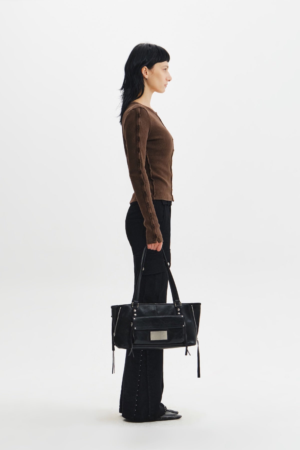 Matin Kim - Flap Pocket Shoulder Bag (Black) product image 7 | TRAB K-Fashion Australia