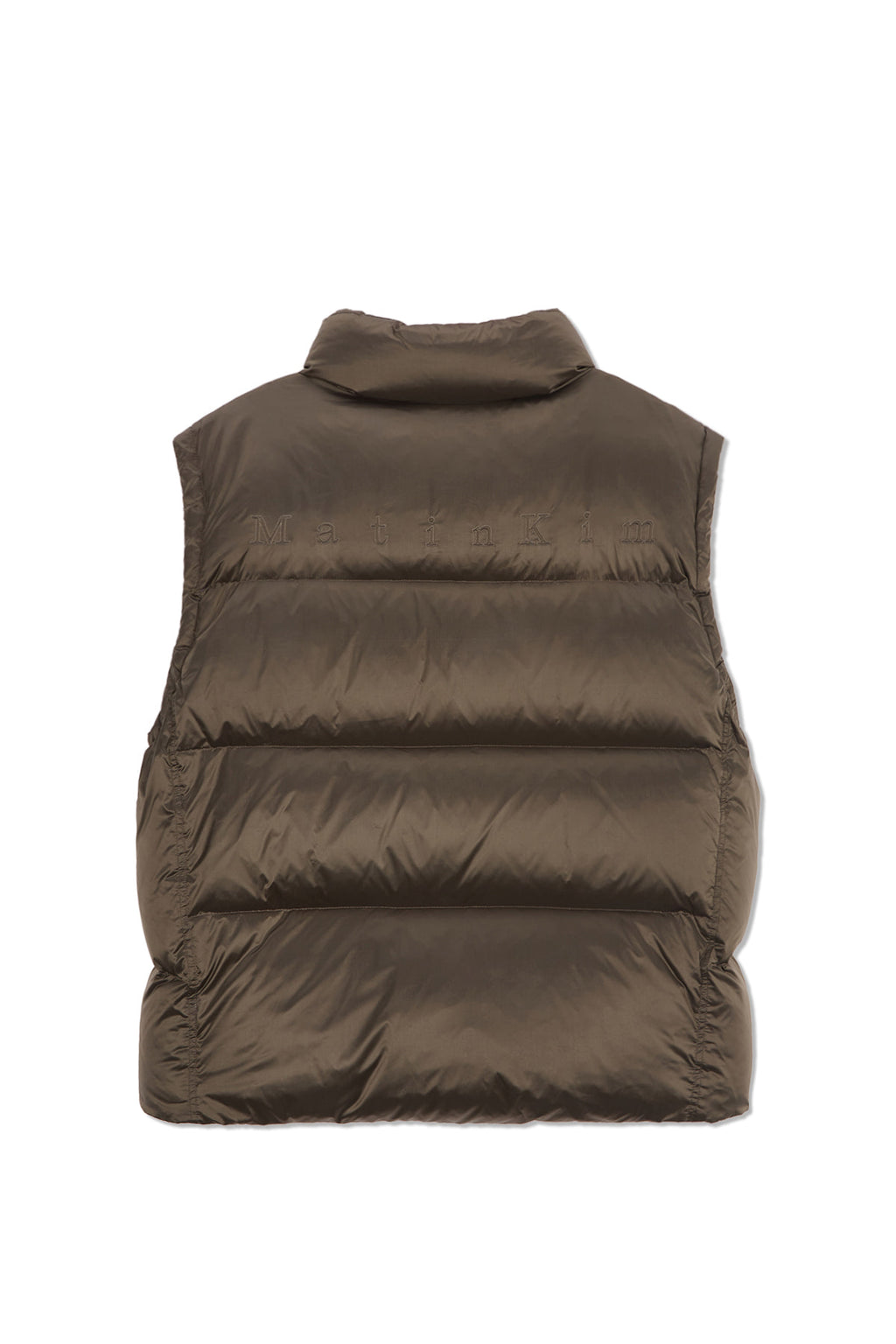 Matin Kim - Unbalance Quilted Down Vest (Khaki Brown) product image 2 | TRAB K-Fashion Australia