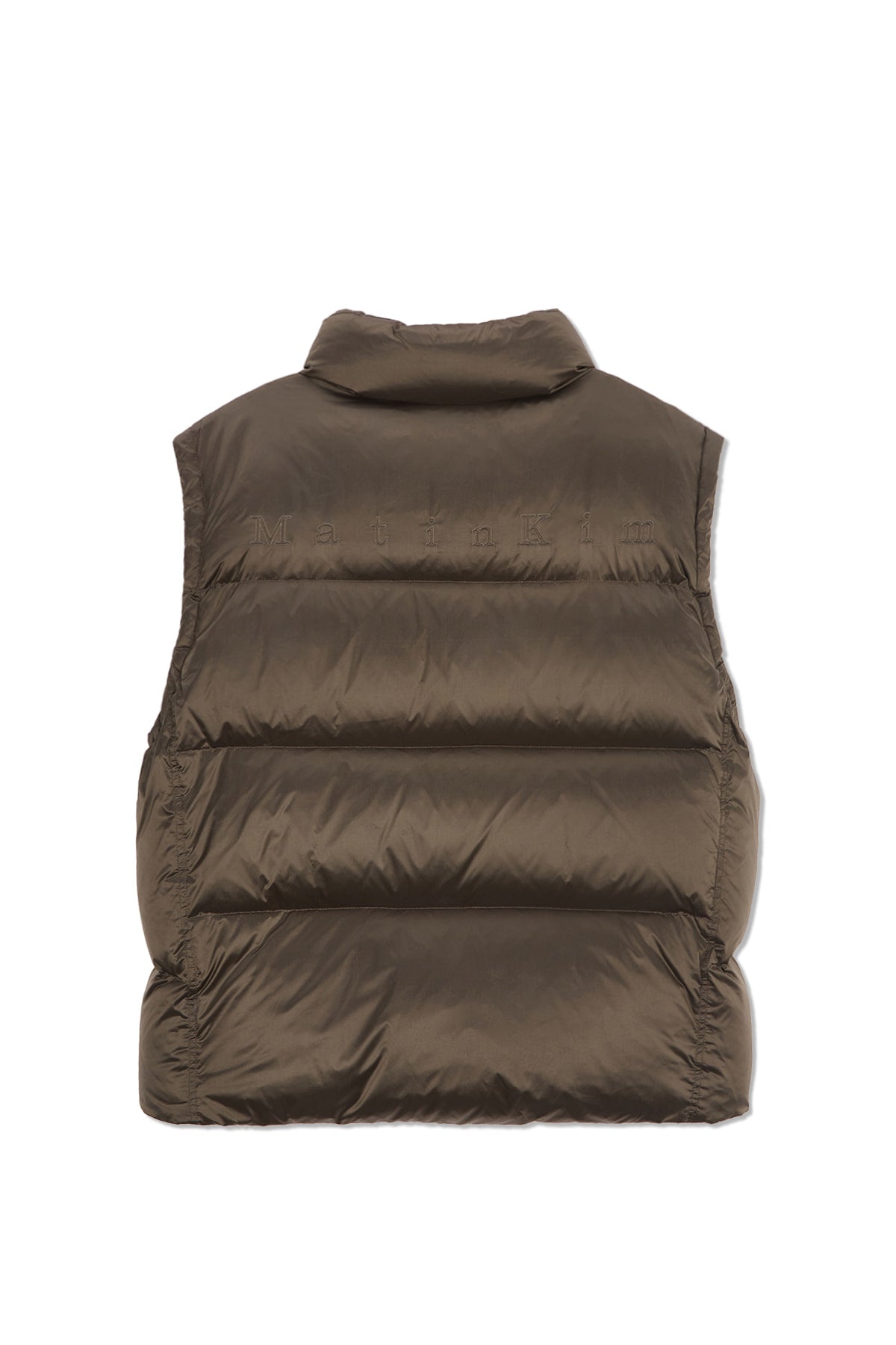 Matin Kim - Unbalance Quilted Down Vest (Khaki Brown) product image 2 | TRAB K-Fashion Australia