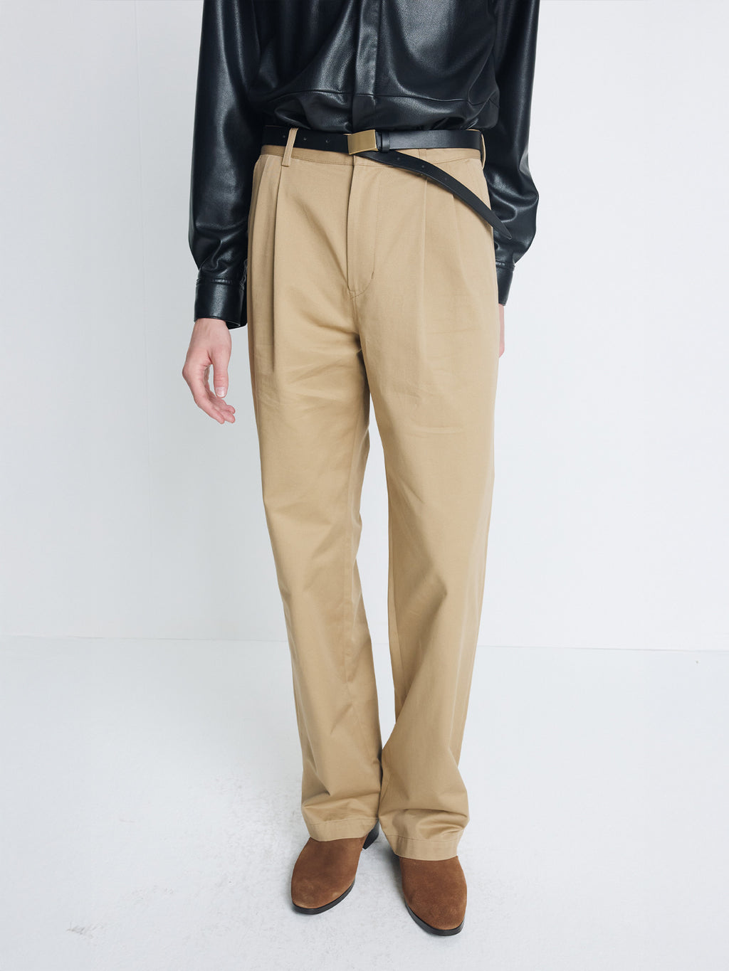 Tonywack - Cotton Drill Pleated Chino Pants (Beige) product image 1 | TRAB K-Fashion Australia