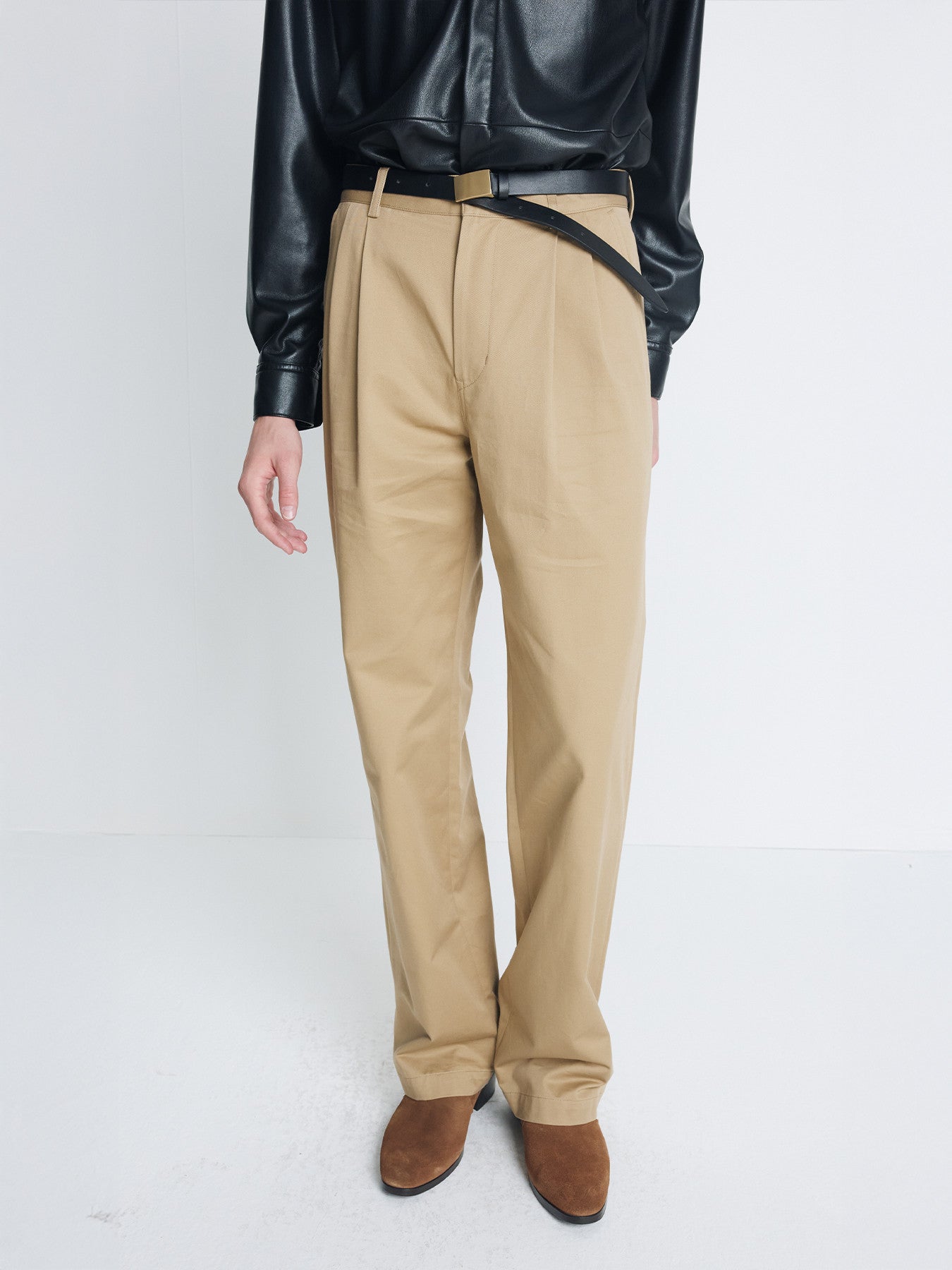 Tonywack - Cotton Drill Pleated Chino Pants (Beige) product image 1 | TRAB K-Fashion Australia