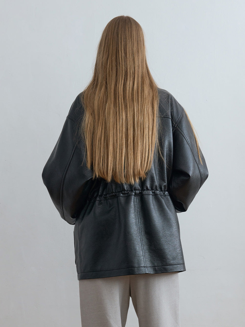 Kijun - Oversized Leather Jacket (Black) product image 3 | TRAB K-Fashion Australia