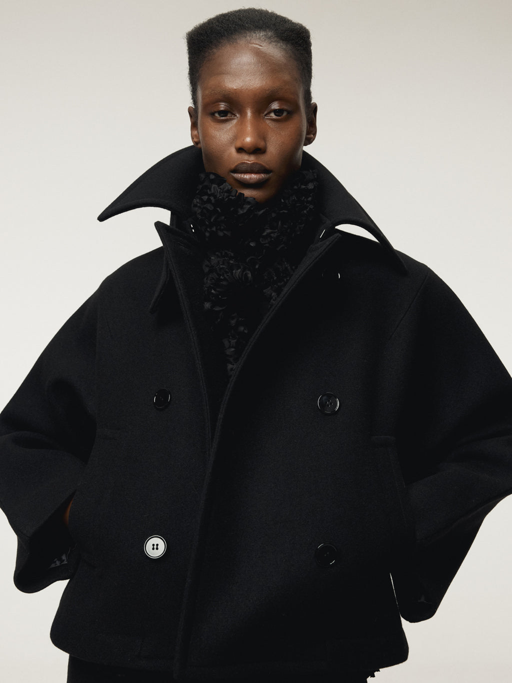 Recto - Primary Wool Short Pea Coat (Black) product image 6 | TRAB K-Fashion Australia