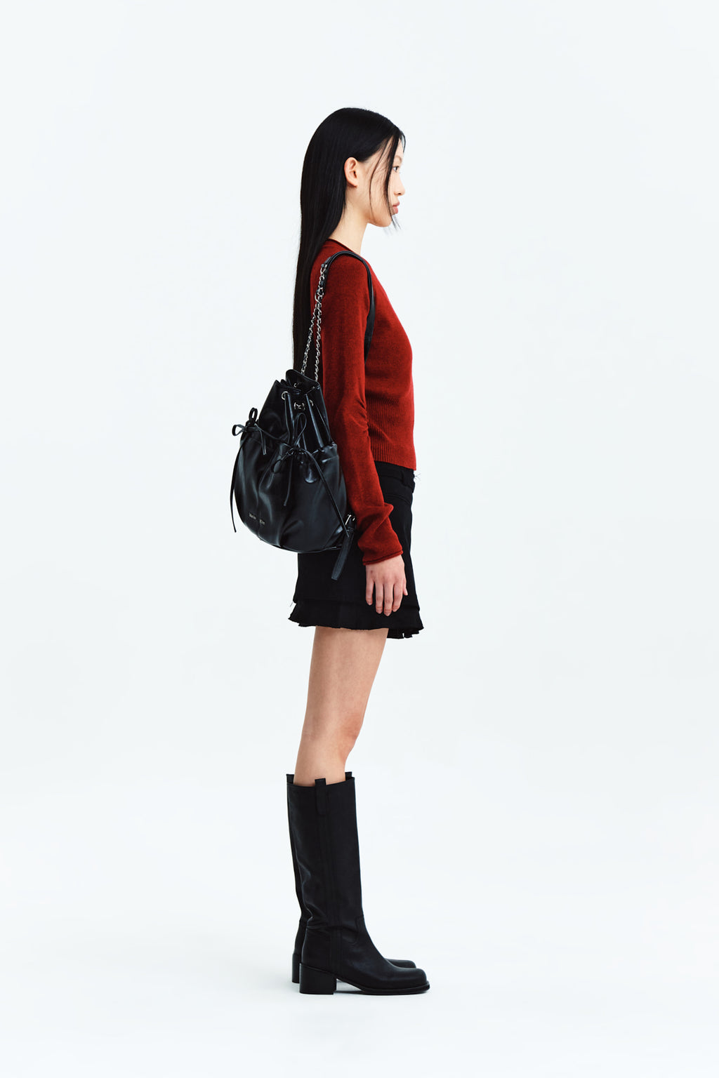 Matin Kim - Layered Belted Mini Skirt (Black) product image 6 | TRAB K-Fashion Australia