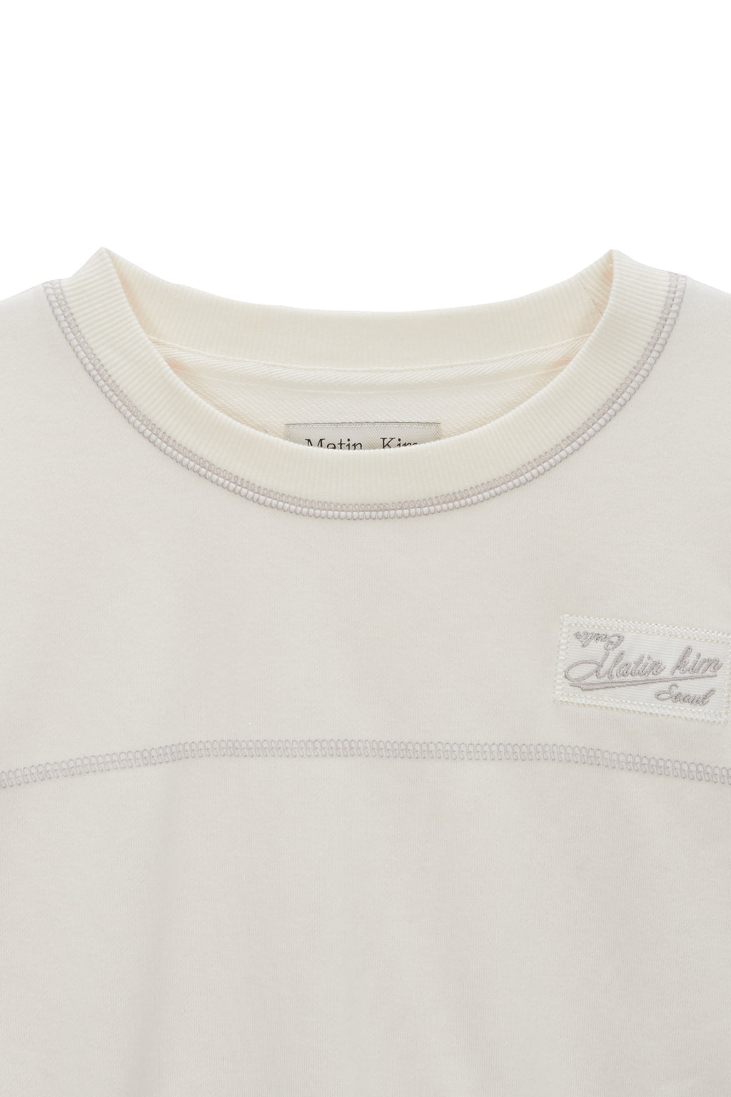 Matin Kim - Stitch Label Crop Sweatshirt (Ivory) product image 3 | TRAB K-Fashion Australia