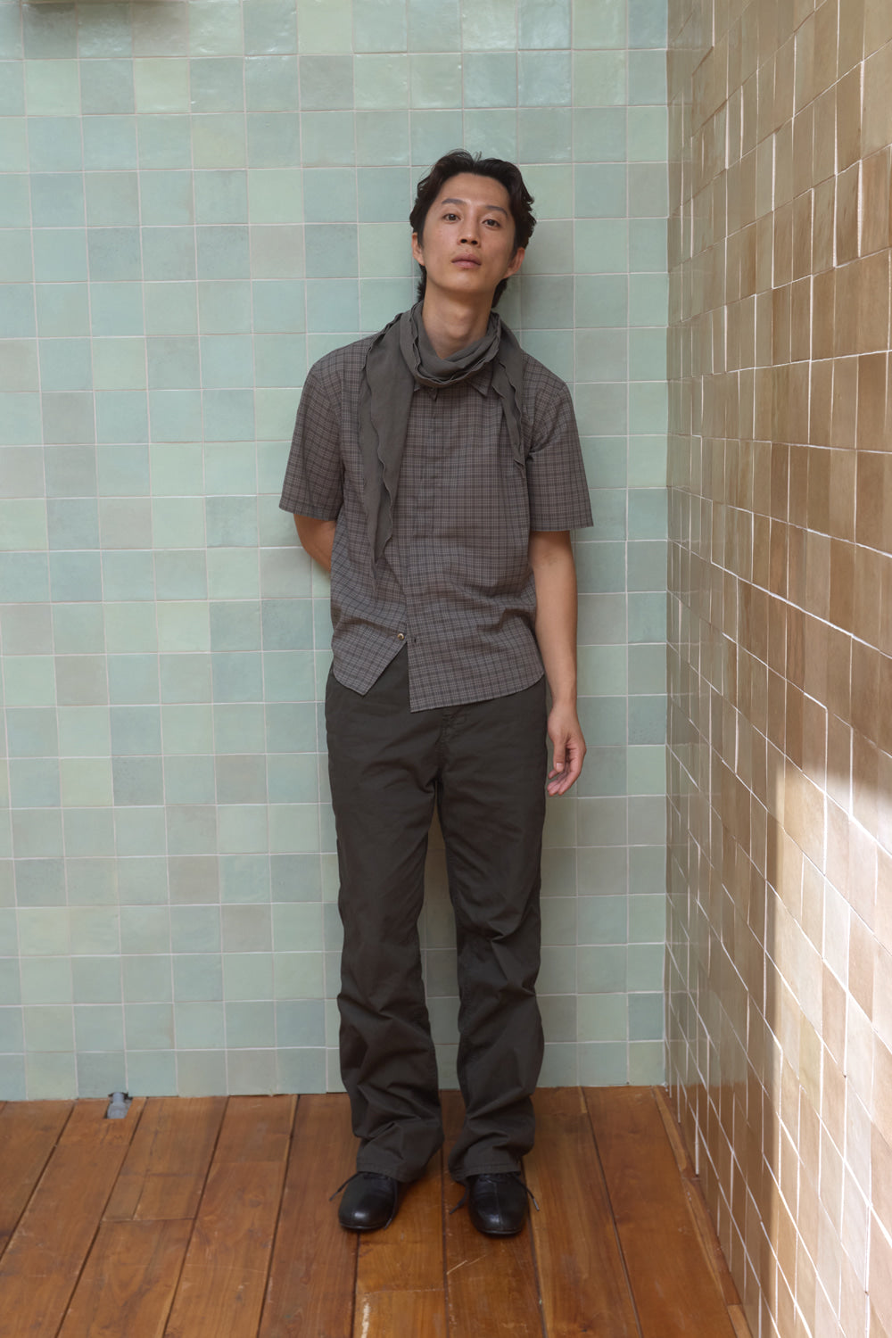 Hatchingroom - Slash Shirt Wool Check (Olive) product image 4 | TRAB K-Fashion Australia