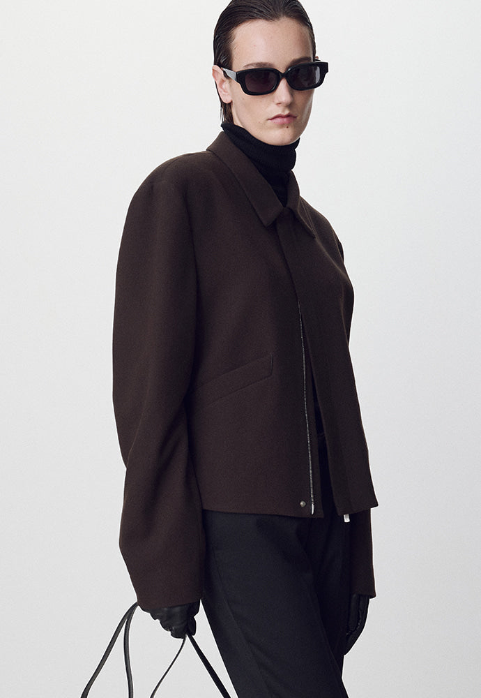 Tonywack - Virgin Wool Cropped Blouson Jacket (Dark Brown) product image 5 | TRAB K-Fashion Australia