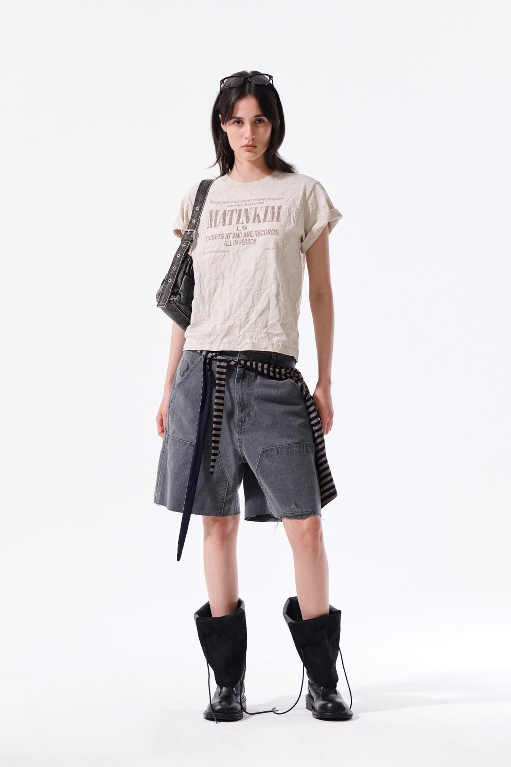 Matin Kim - Lettering Graffiti Crease Top (Beige) product image 9 | TRAB K-Fashion Australia