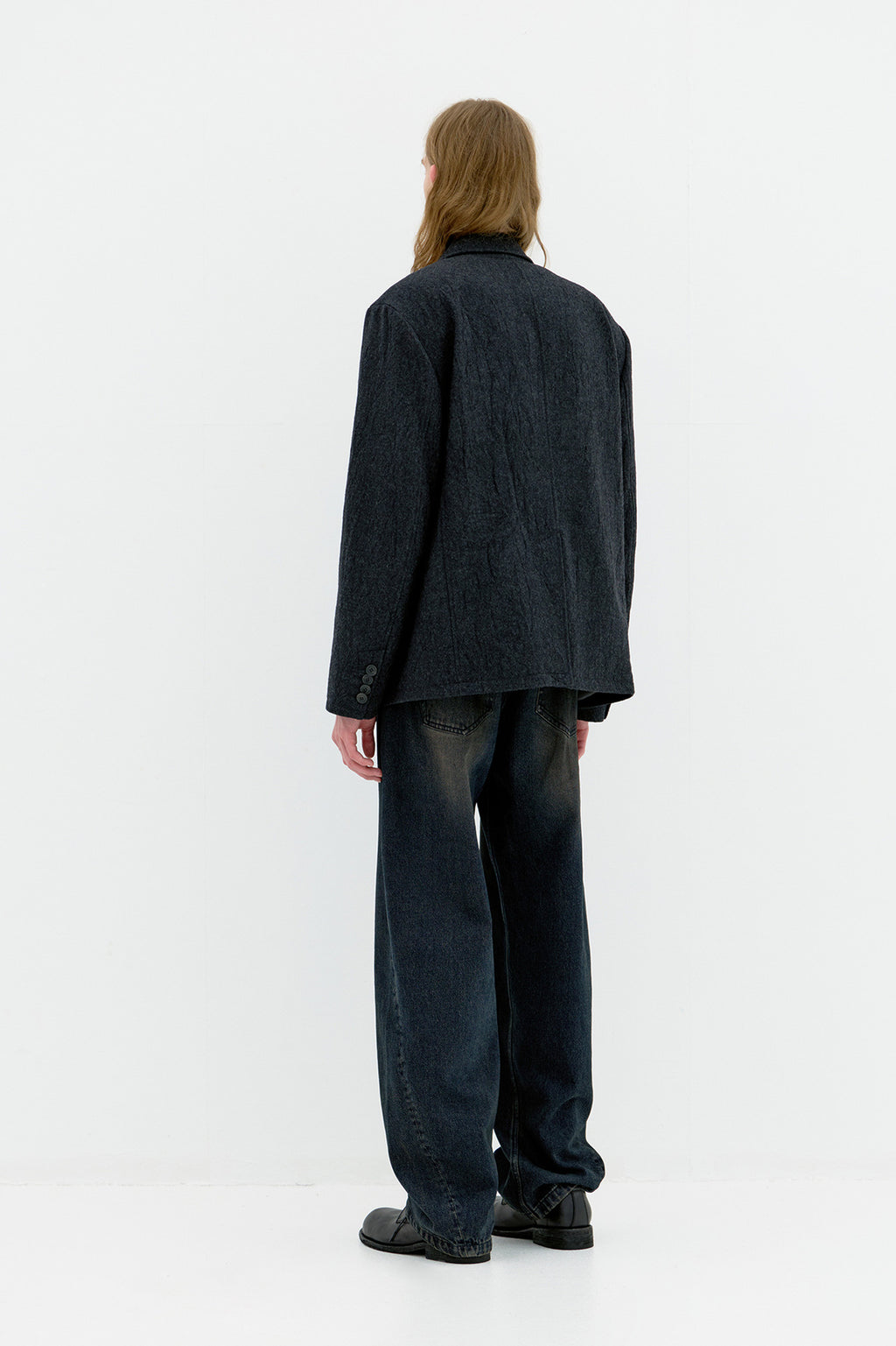 Coor - Virgin Wool Crease Washed Blazer (Charcoal Gray) product image 4 | TRAB K-Fashion Australia