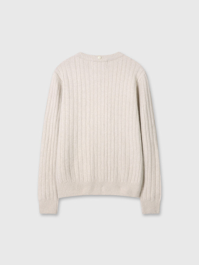 Tonywack - Superfine Merino Wool Tube Scarf Attaced Ribbed Sweater (Ecru) product image 11 | TRAB K-Fashion Australia