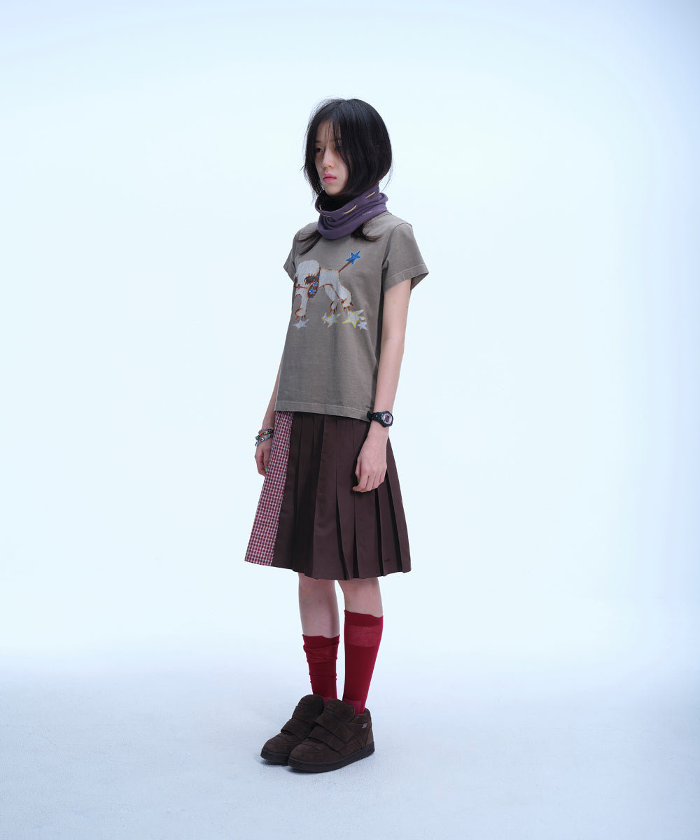 Coyseio - Triple Layer Pleated Skirt (Brown) product image 10 | TRAB K-Fashion Australia