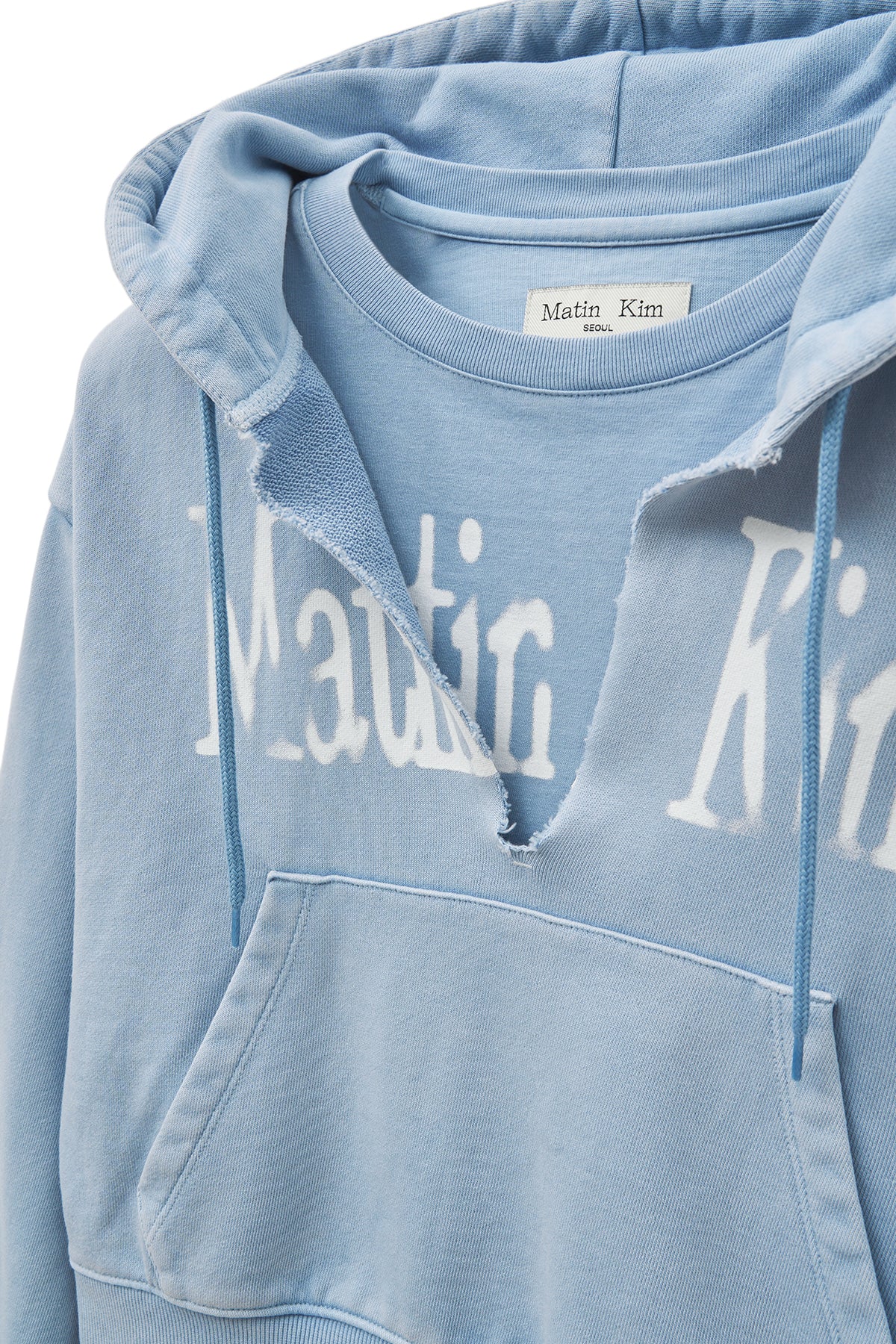 Matin Kim - Washed Layered Crop Hoody (Sky) product image 5 | TRAB K-Fashion Australia