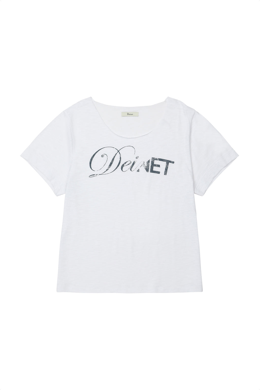 Deinet - Off Shoulder Graphic T-Shirt (White) product image 1 | TRAB K-Fashion Australia
