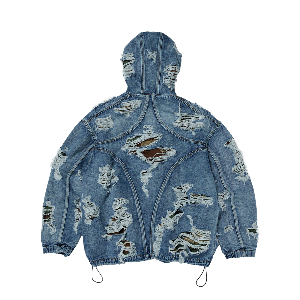 Thug Club - Hell Denim Camo Hooded Zip-Up (Blue) product image 2 | TRAB K-Fashion Australia