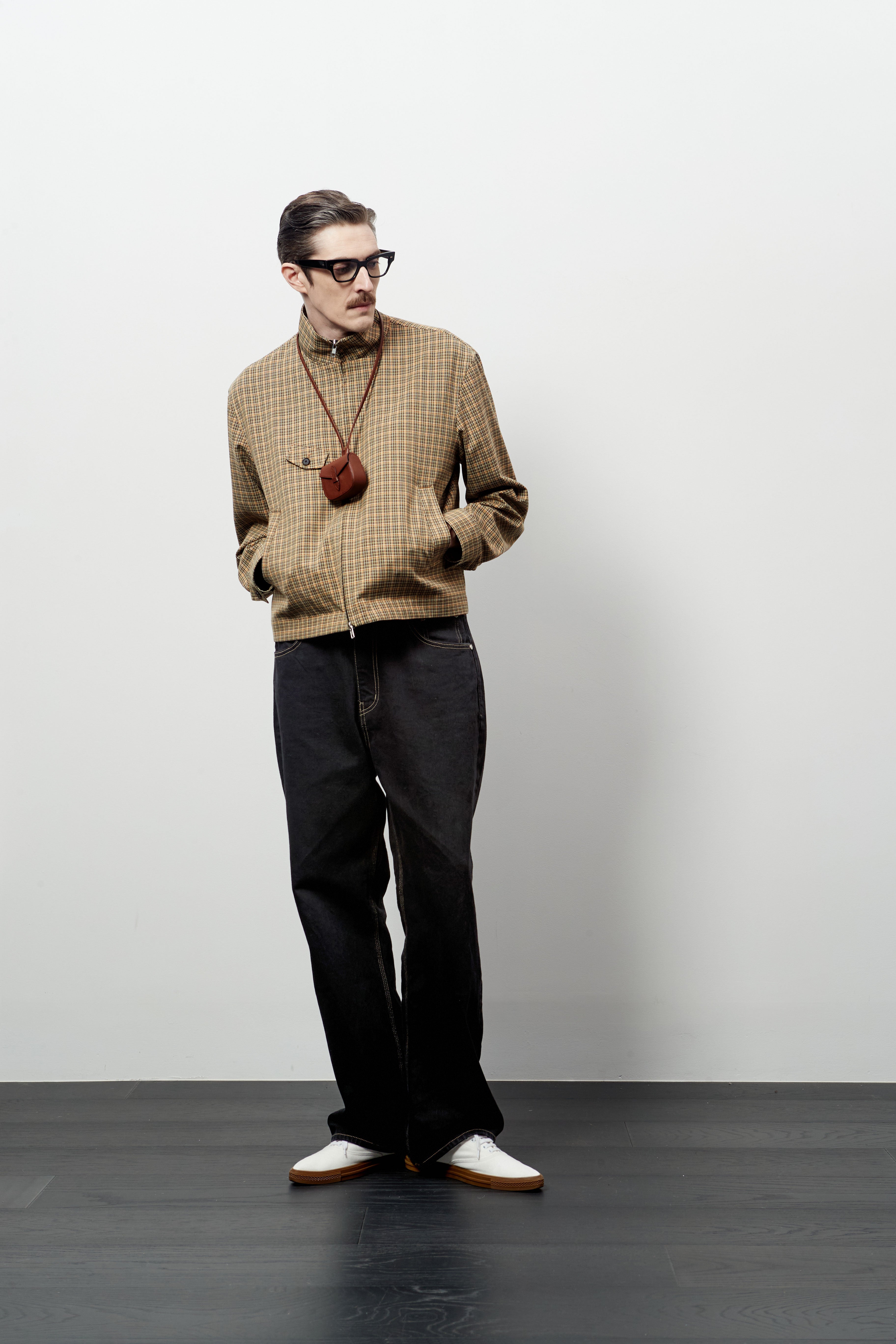 Stu - High Neck Crop Check Jacket Orange (Brown) product image 12 | TRAB K-Fashion Australia